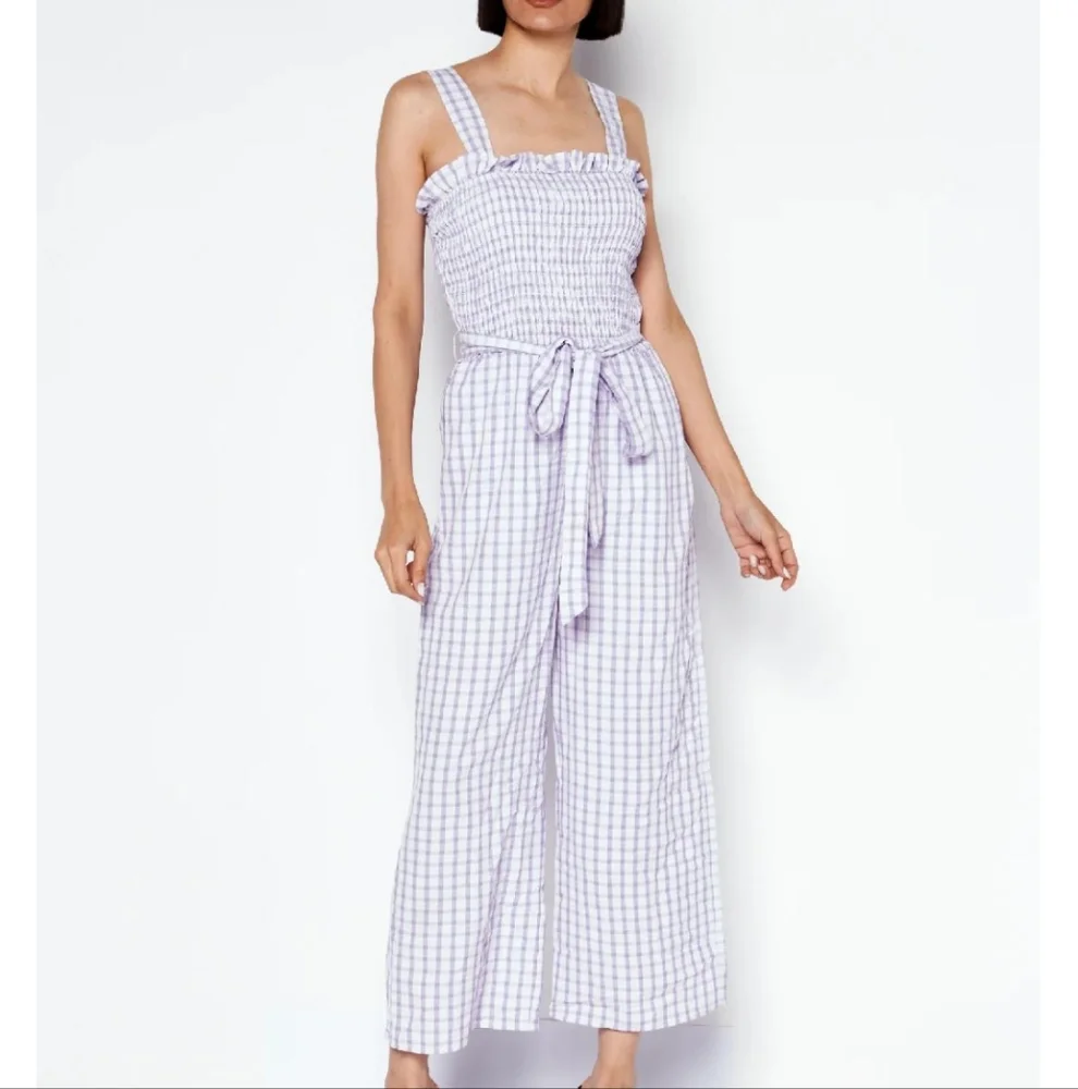 NWT RILEY & RAE | Checkered Smocked Jumpsuit - Picture 1 of 5